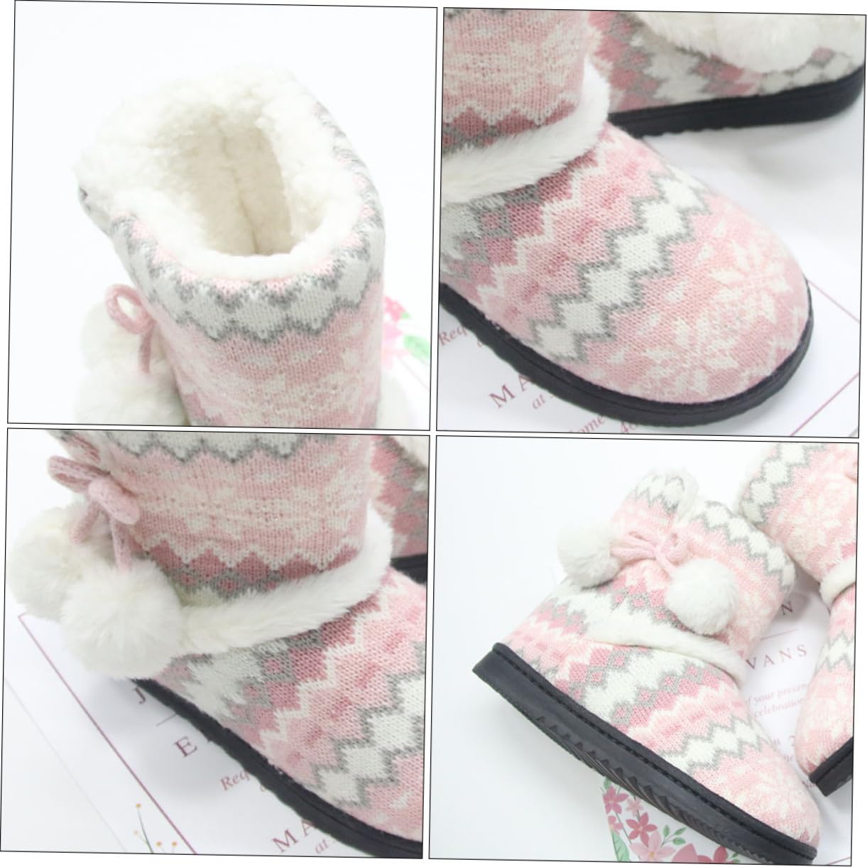 VALICLUD Pantofole Invernali Donna in Cotone, Ciabatte Pelose Suola in Gomma Antiscivolo, Scarpe Calde per Casa Fodera in Pu, Stile Classico per Inverno