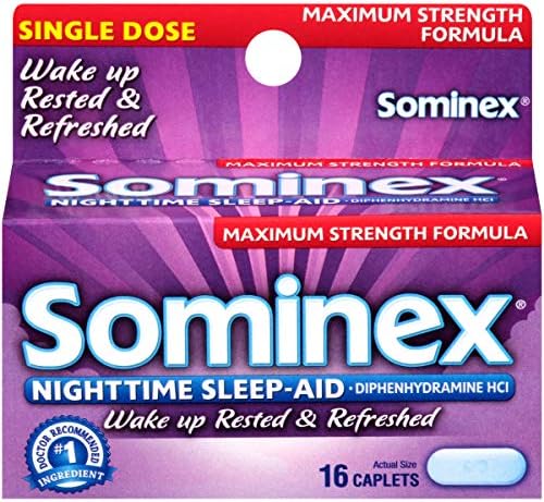 Sominex Nighttime Sleep-Aid Tablets, Maximum Strength Formula, Single Dose, Assorted, 16 Count