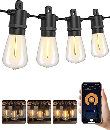 XMCOSY+ Tira de luces para exteriores de 98 pies, luces regulables inteligentes para patio, control de aplicación, funciona con Alexa, IP65 luces