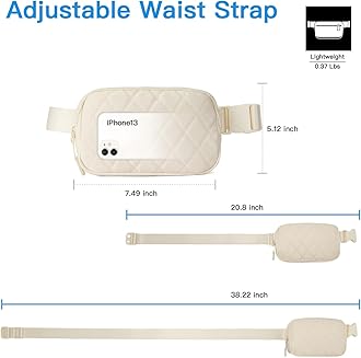 Telena Belt Bag for Women Men Fashionable Crossbody Fanny Pack for Women Waist Bag with Adjustable Strap Beige-Quilted
