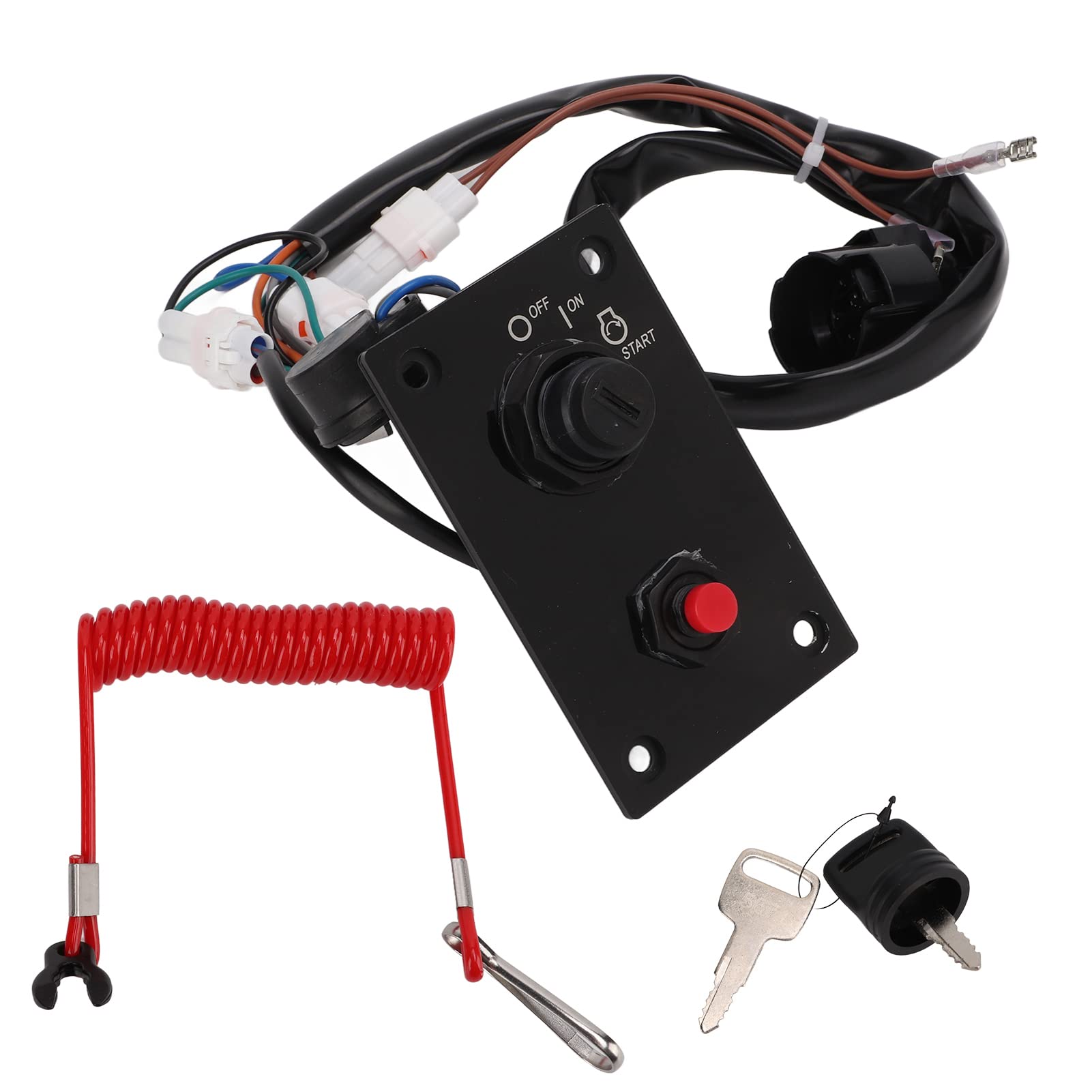 Keenso Panneau d'allumage de moteur hors-bord marin PC ABS métal clé unique verticale 12 V remplacement pour 37100 96J24 37100 96J14 pour double commande verticale du moteur hors-bord