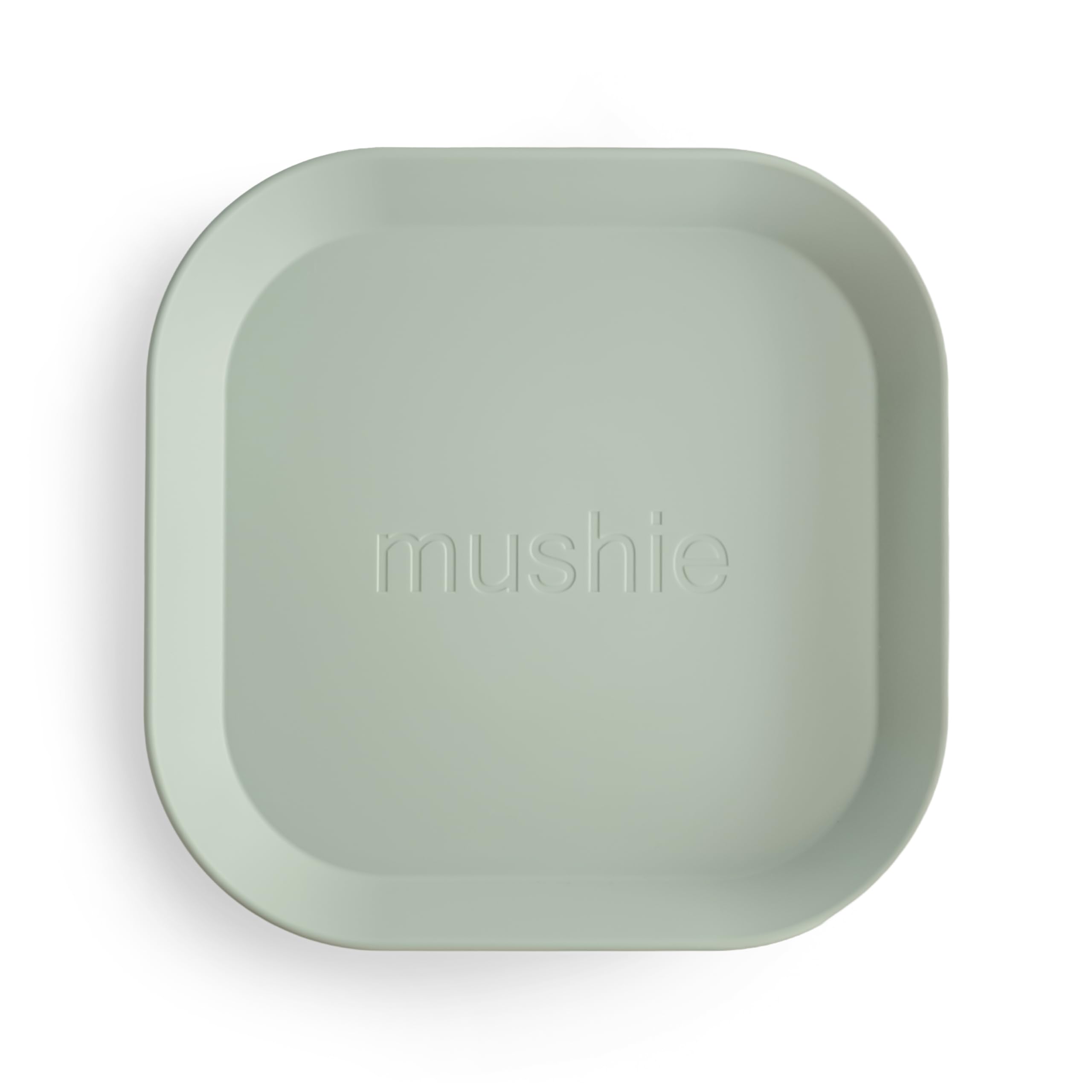 mushie Square Dinnerware Plates for Kids | Made in Denmark, Set of 2 (Sage)