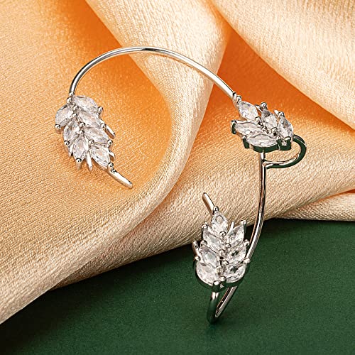 C.paravano Ear Cuff For Women | Silver Cuff Earrings For Women | Adjustable Ear Clip | Crystal Earrings For Women | Feather Huggie Earrings For Women #TOP4