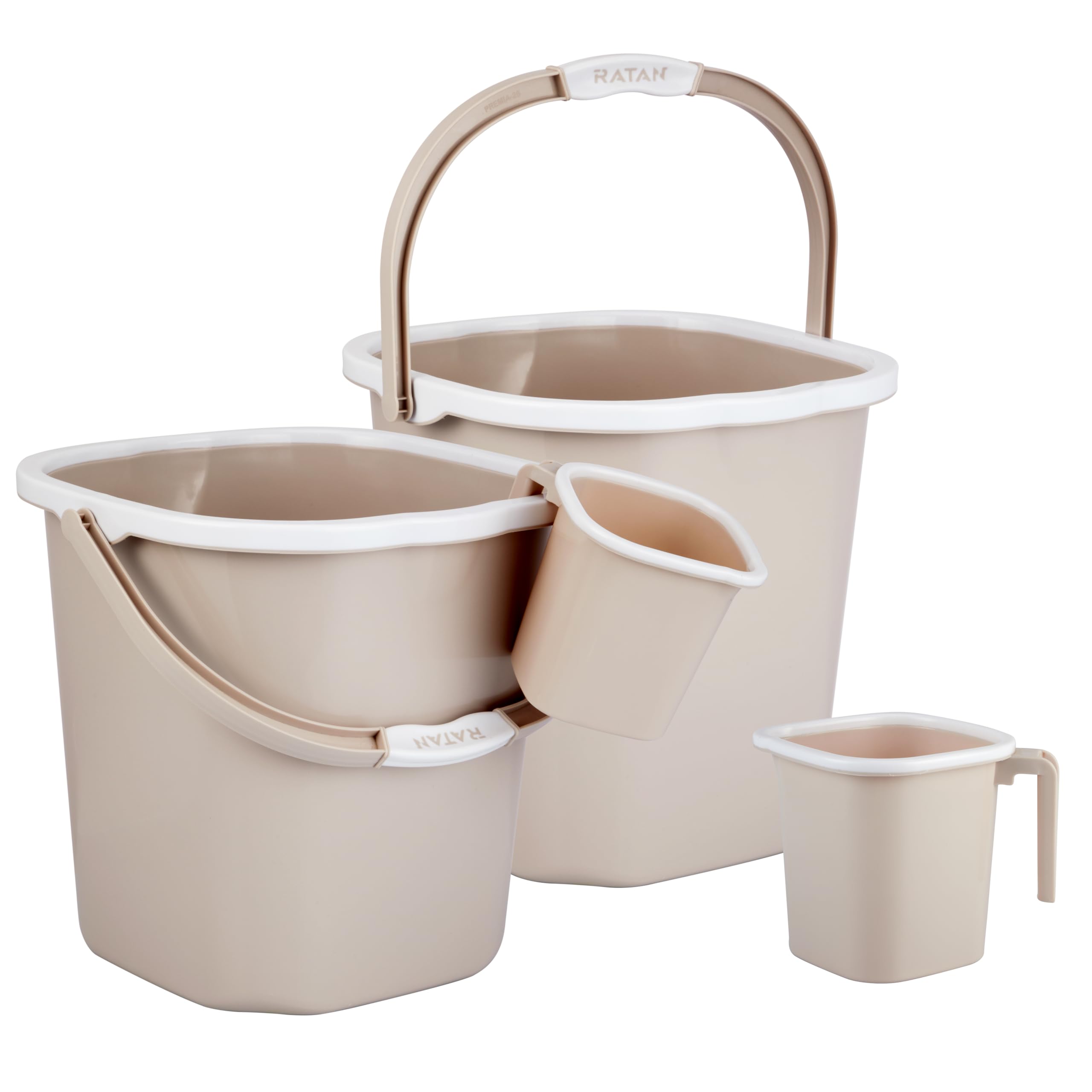 Premia (Bucket 25L X 2) + (Mug 1.5L X 2) - Desert Rose|Light Weight and Easy to Carry|Perfect for Use in Bathrooms, Kitchen & Wet Utility Areas