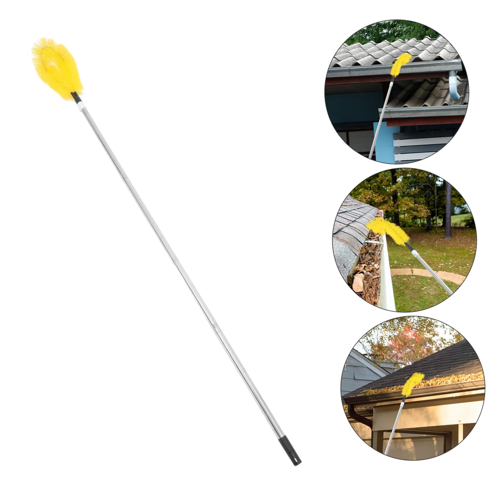 Gadpiparty Cepillo Varilla de Acero Inoxidable para Limpiar Canalones Herramienta Multifuncional Ahorro Fácil Manejo para Limpieza Exterior