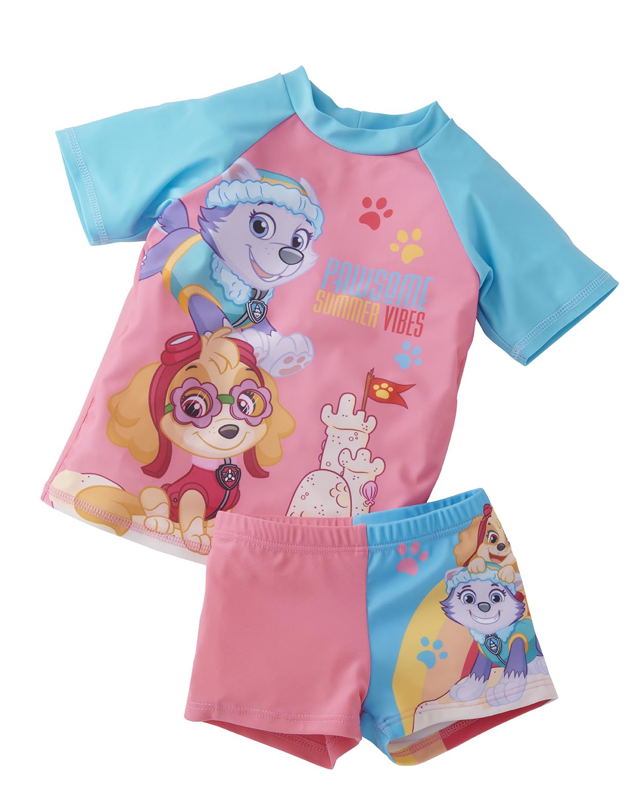 Paw Patrol Swimming Set UV Protection 50+ for Girls - Children's Swimming Costume Shirt and Trousers Two-piece Pink (DE/NL/SE/PL, Numerical, 110, 116, Regular, Pink/Blue)
