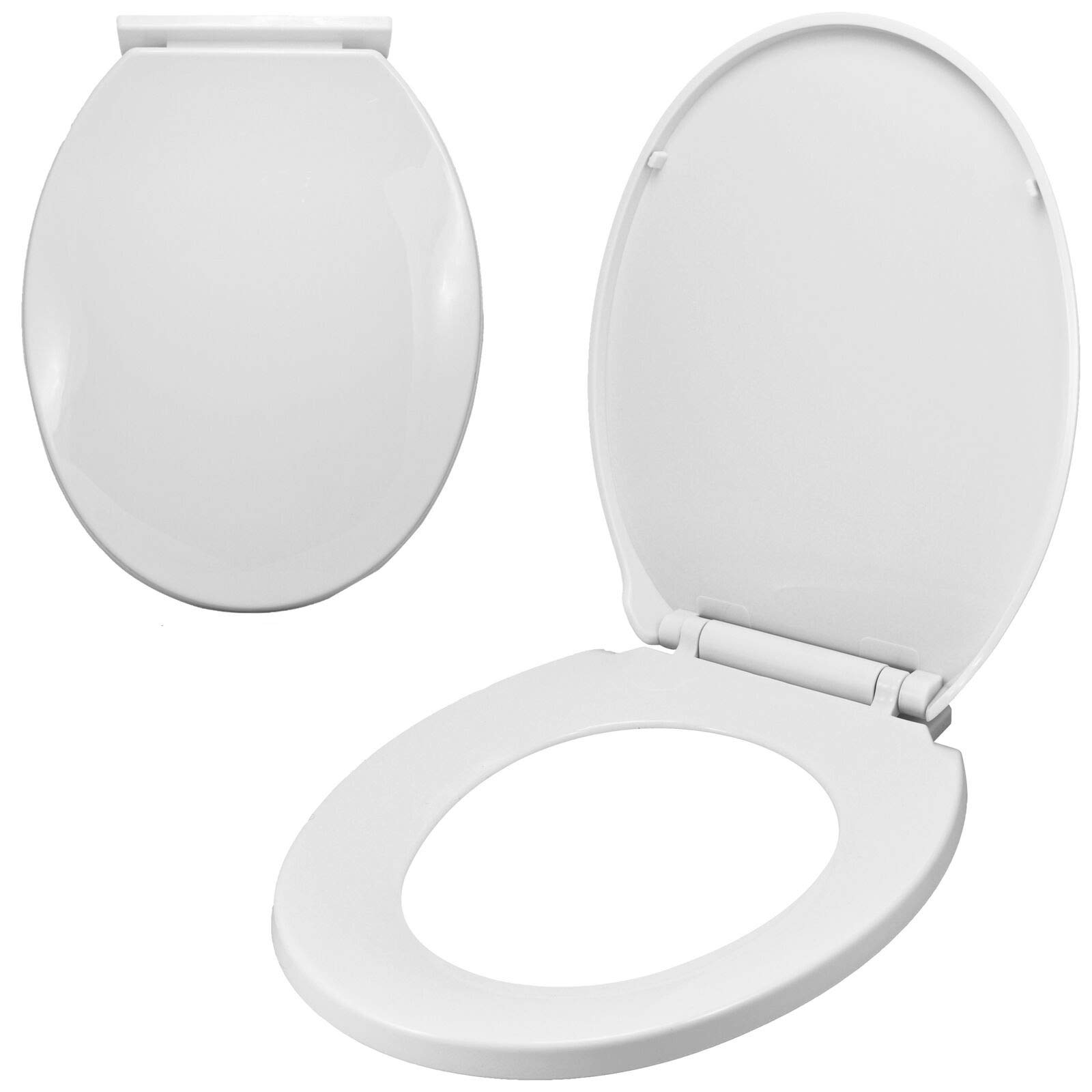 Autofather White Toilet Seat Soft Close, Toilet Seats With Quick Release, Simple Top And Bottom Fixing, Sturdy Duroplastic Anti-Bacterial Toilet Lid With Adjustable Hinges, O-Shape