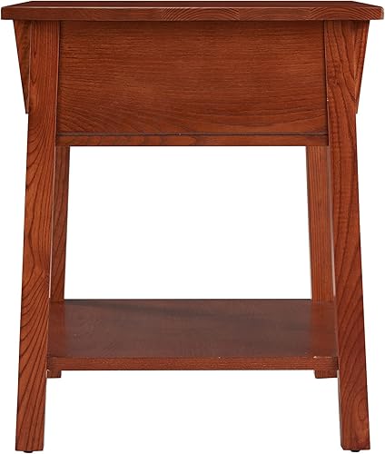 Miniatura 5 de Leick Home 9066-SC Mission - Mesa lateral con cajón y compartimento secreto, color rojizo con herrajes ennegrecidos