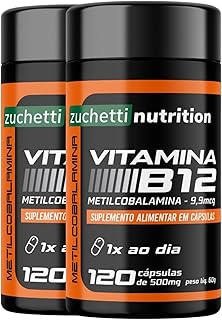 Vitamina b12 metilcobalamina Kit 2 Potes 413% VD 9,9 mcg 240 capsulas Zuchetti nutrition