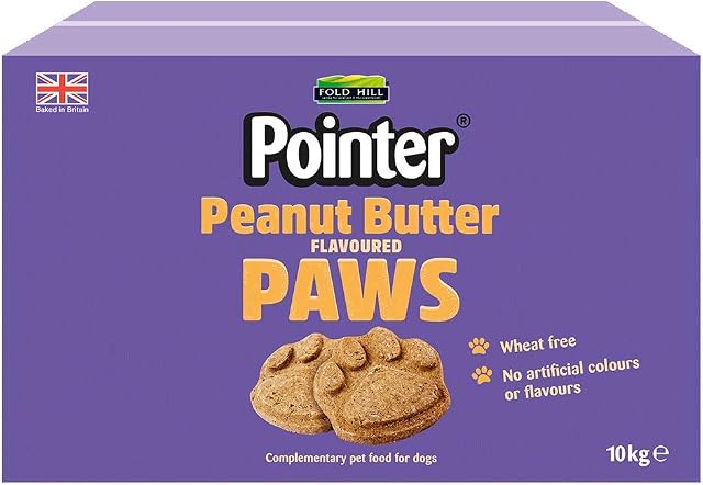 Pointer - Peanut Butter Paws Adult Dog Treats - Wheat Free Dog Treats with No Artificial Flavourings, Perfect for Healthy Teeth, 10kg Box
