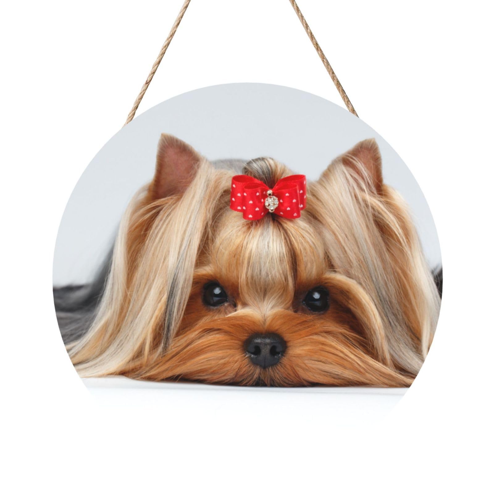 InOmak Yorkshire Terrier, Round Wood Panel Painting 12 in, Wall Hanging Painting For Home