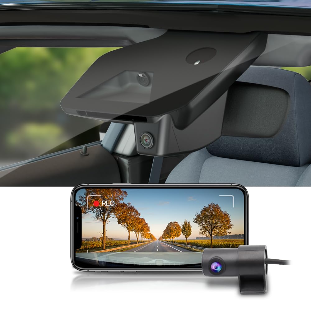 Fitcamx Front 4K+Rear 1080P Dash Cam Adapts for RAM 1500 2025-2026 RHO (HD2-D4120), OEM Factory Look, Dual HD Video, Built-in WiFi & APP, Loop