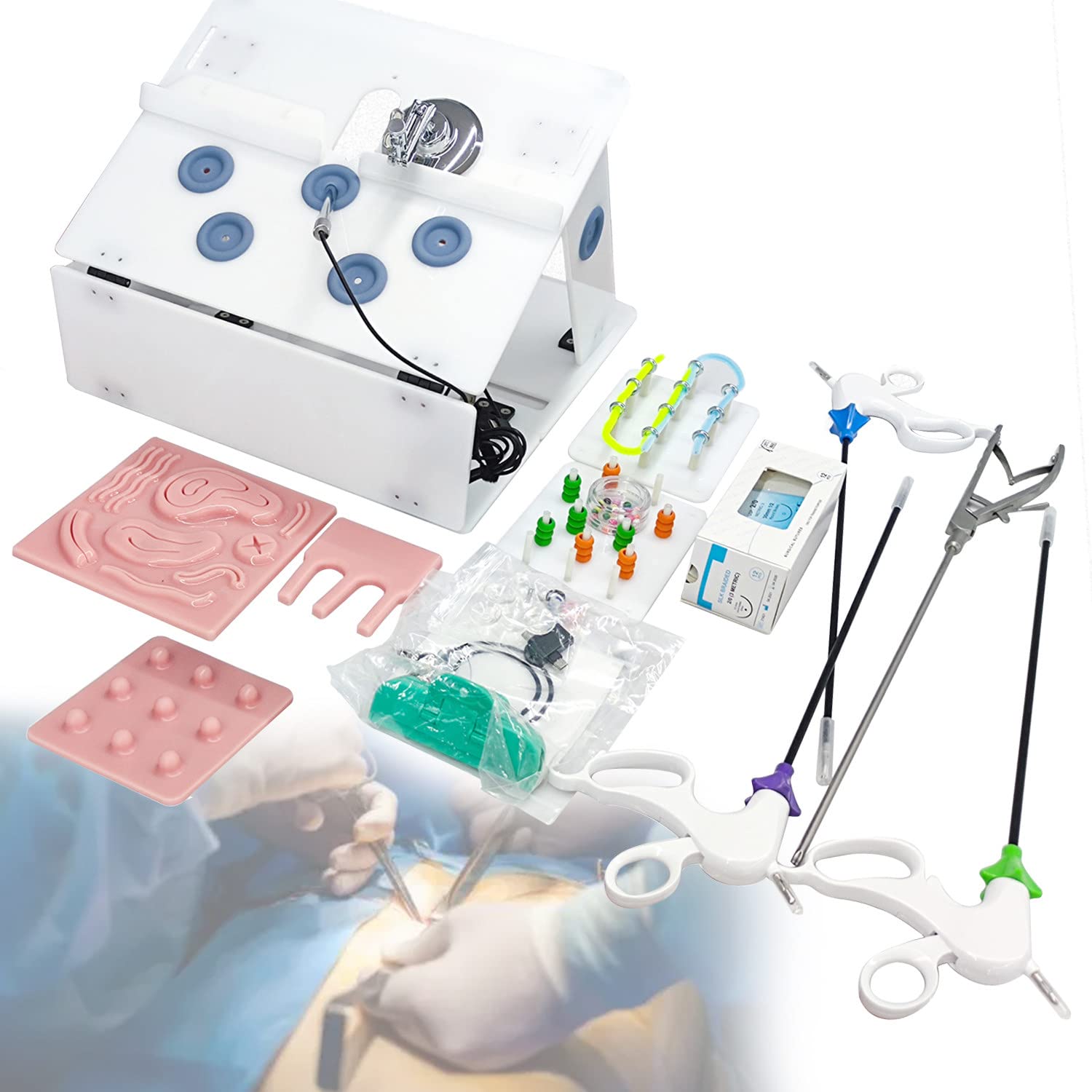 ZRZJBX Laparoscopic Surgery Training Box Set Student Doctors Nurse Simulated Surgical Equipment Teaching Practice Tools,B