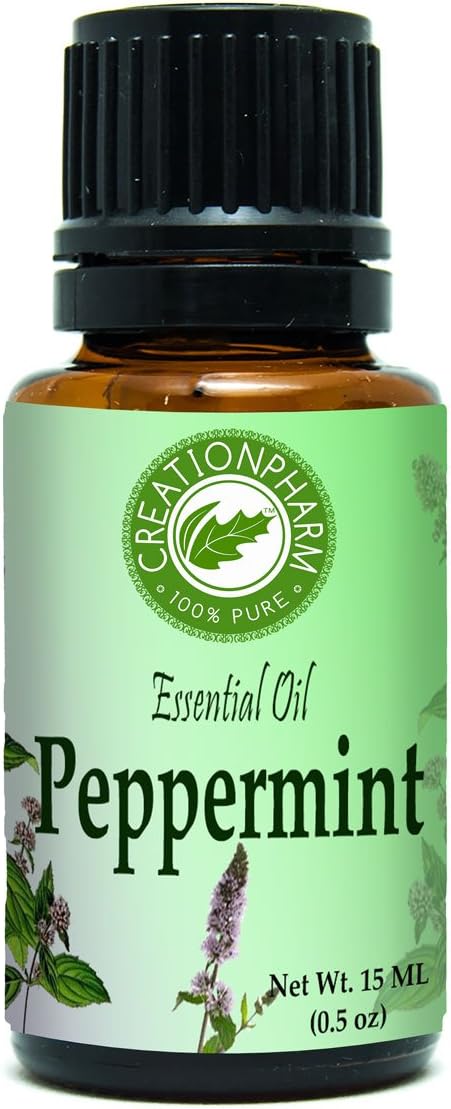 Creation Pharm Peppermint Essential Oil 100% Pure & Natural Mentha Piperita – Refreshing & Cooling Aromatherapy Essential Oil – 15 ml (.5 oz)