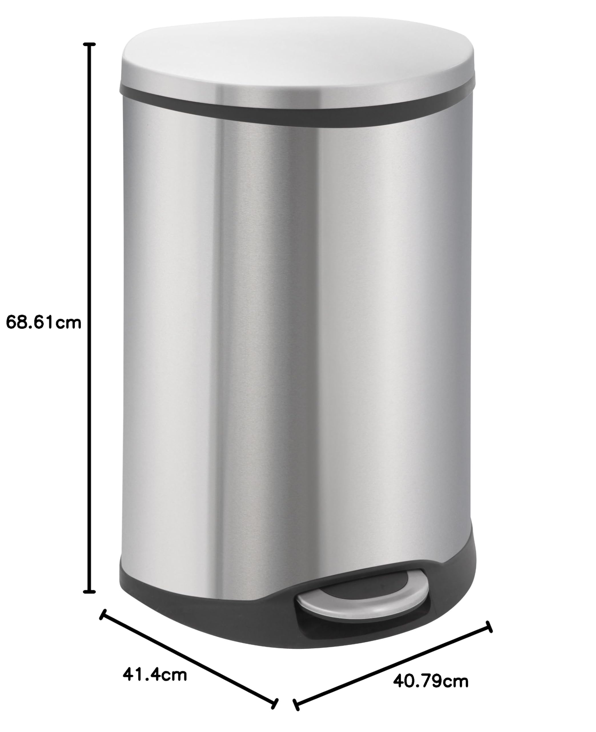 EKO Mülleimer 50L, Tretmülleimer mit Soft-Close-Deckel und Inneneimer, Muschelform Abfalleimer aus Edelstahl, Fingerabdruck frei, Abfallbeutelfixierung, Großer Treteimer für Küche
