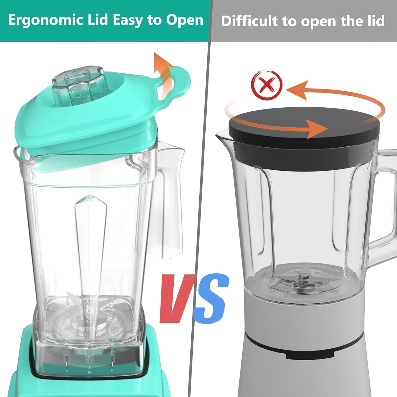 OMMO Blender 1800W, Professional High Speed Countertop Blender with Durable Stainless Steel Blades, 60oz BPA Free Blender for Shakes and Smoothies, Nuts, Ice and Fruits, Dishwasher Safe