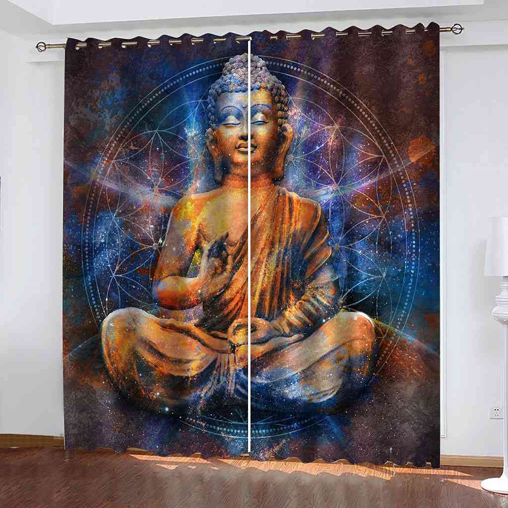 Rideau insonorisation bouddha étoilé contre bruit et lumière