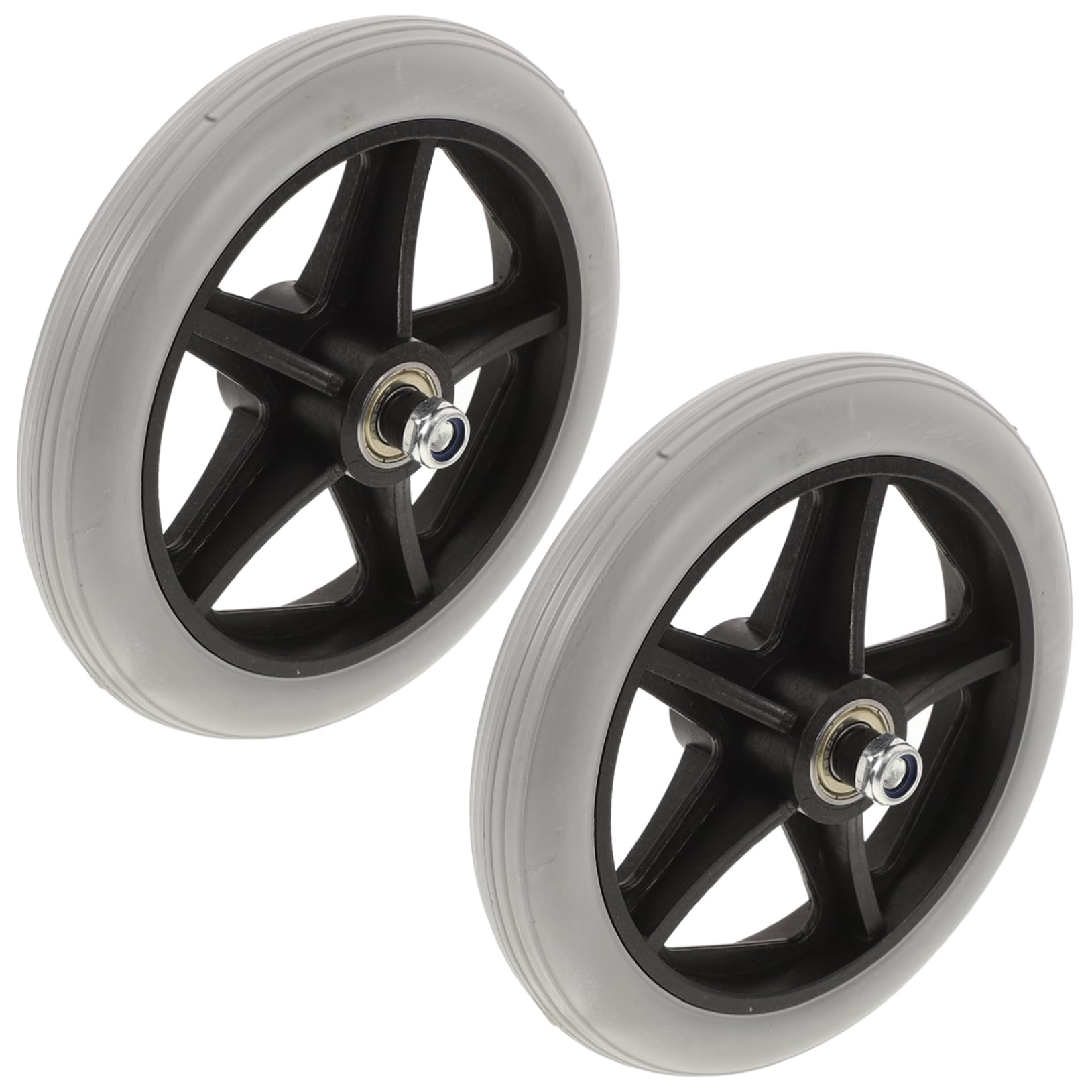 HOMOCONO 2 Pack Replacement Wheelchair Wheels 6'' Grey Wear-Resistant Casters for Easy Replacement