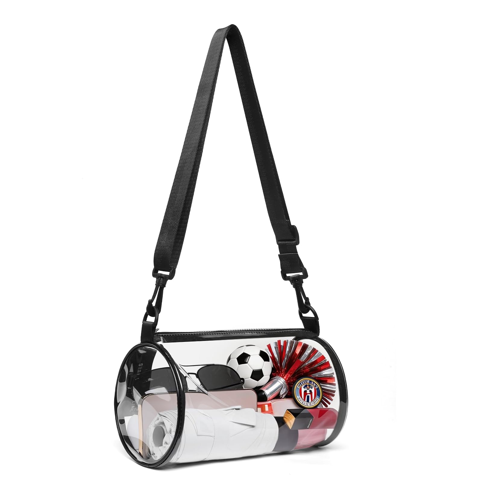 Photo 1 of Clear Stadium Bag Cylindrical Crossbody Duffel