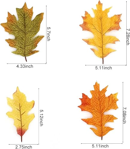 Miniatura 2 de FZBNSRKO 100 hojas de arce artificiales de otoño, hojas de roble de otoño para manualidades, hojas de arce falsas de otoño para Acción de Gracias,