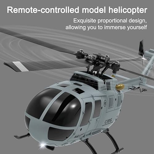 Miniatura 7 de Helicóptero de control remoto, 2.4G 4CH de un solo rotor RC BO105 modelo de helicóptero armado de juguete de avión militar con cargador USB, regalo