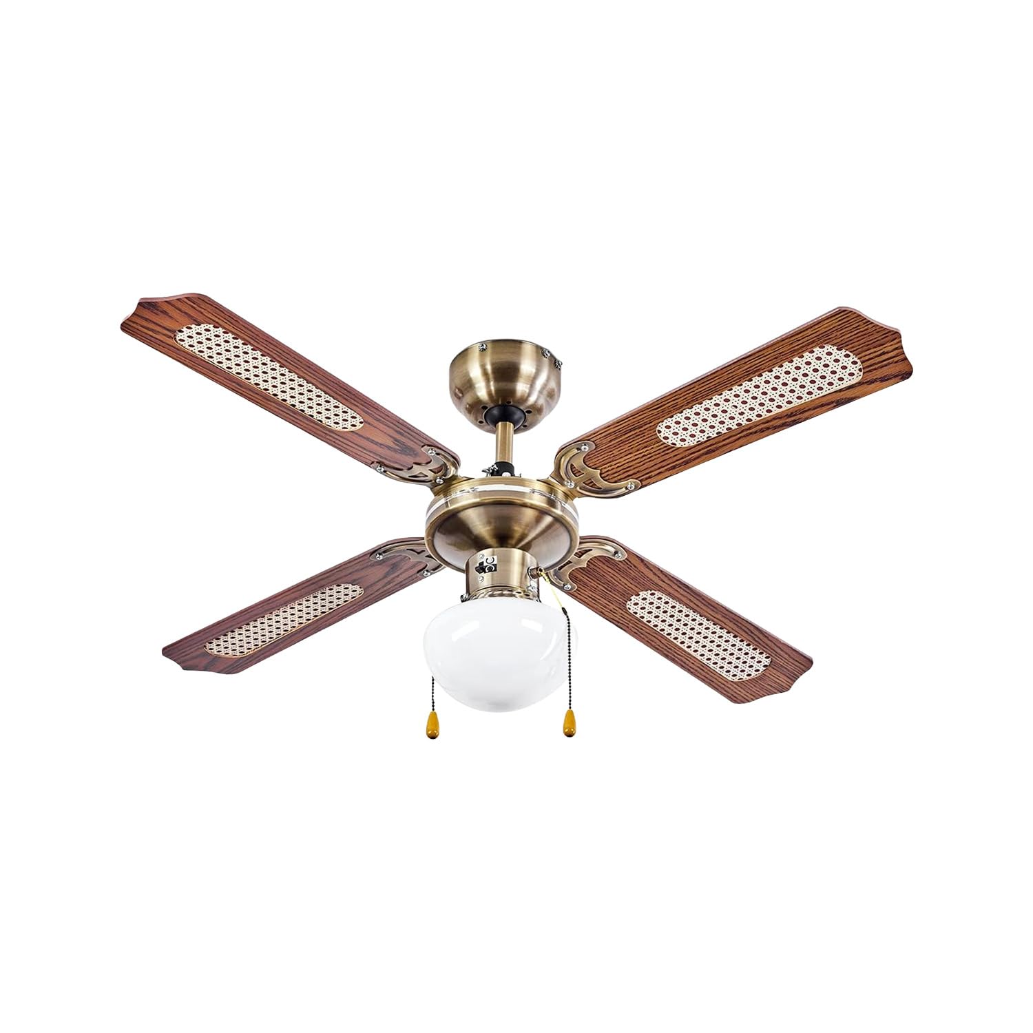 Wintem - Ventilatore da Soffitto 60W con Luce Ø106 cm con Pale in Legno per Ambienti Domestici e Lavorativi, Illuminazione Integrata da Lampada E27, Motore Silenzioso e Rotazione Reversibile