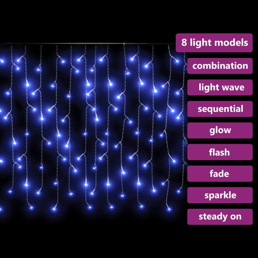 lucine,luci da esterno a batteria,filo,catena luminosa esterno,Luci a Ghiaccioli a LED 10 m 400 LED Blu 8 FunzioniIdeal für Weihnachtsfeiern, Wandambiente