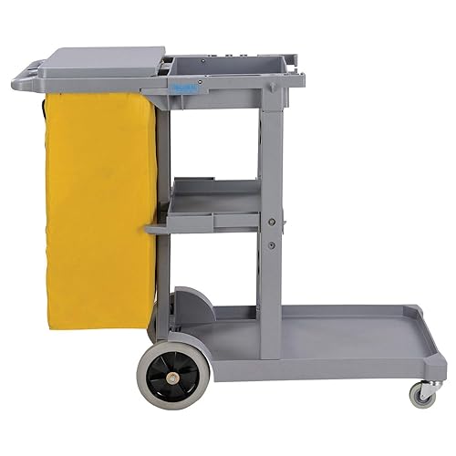 Miniatura 4 de Global Industrial Carrito de conserje gris con bolsa de vinilo de 25 galones