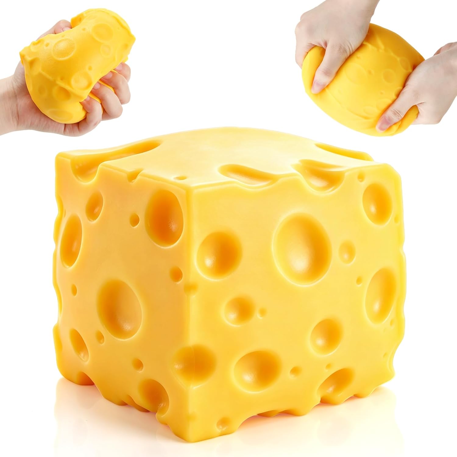 Cheese Squishy, 7cm Squeeze Fidget Toys Squishies Stress Balls for Stress Relief Stocking Stuffers Birthday Gifts Party Favors for Kids Adults Teens Boys Girls Class Prizes(2.75 inch)- 1 Pcs