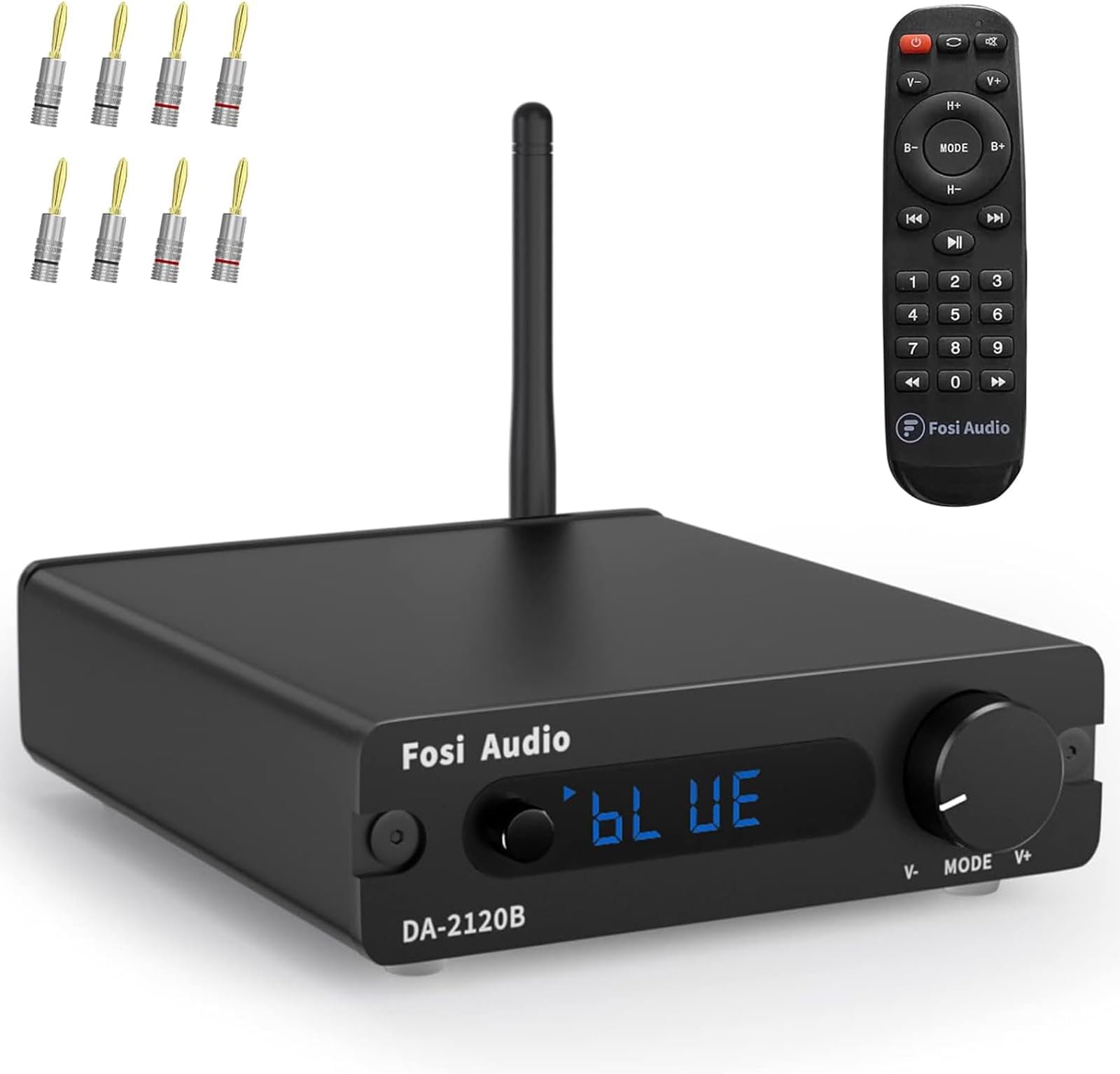 Fosi Audio DA2120B Bluetooth 5.0 Stereo Audio 2.0 Channel Receiver Amplifier Mini Hi-Fi Digital Power Amplifier DAC AUX USB U-Disk Optical Coaxial to Audio Converter with Remote Control 100Watt x2