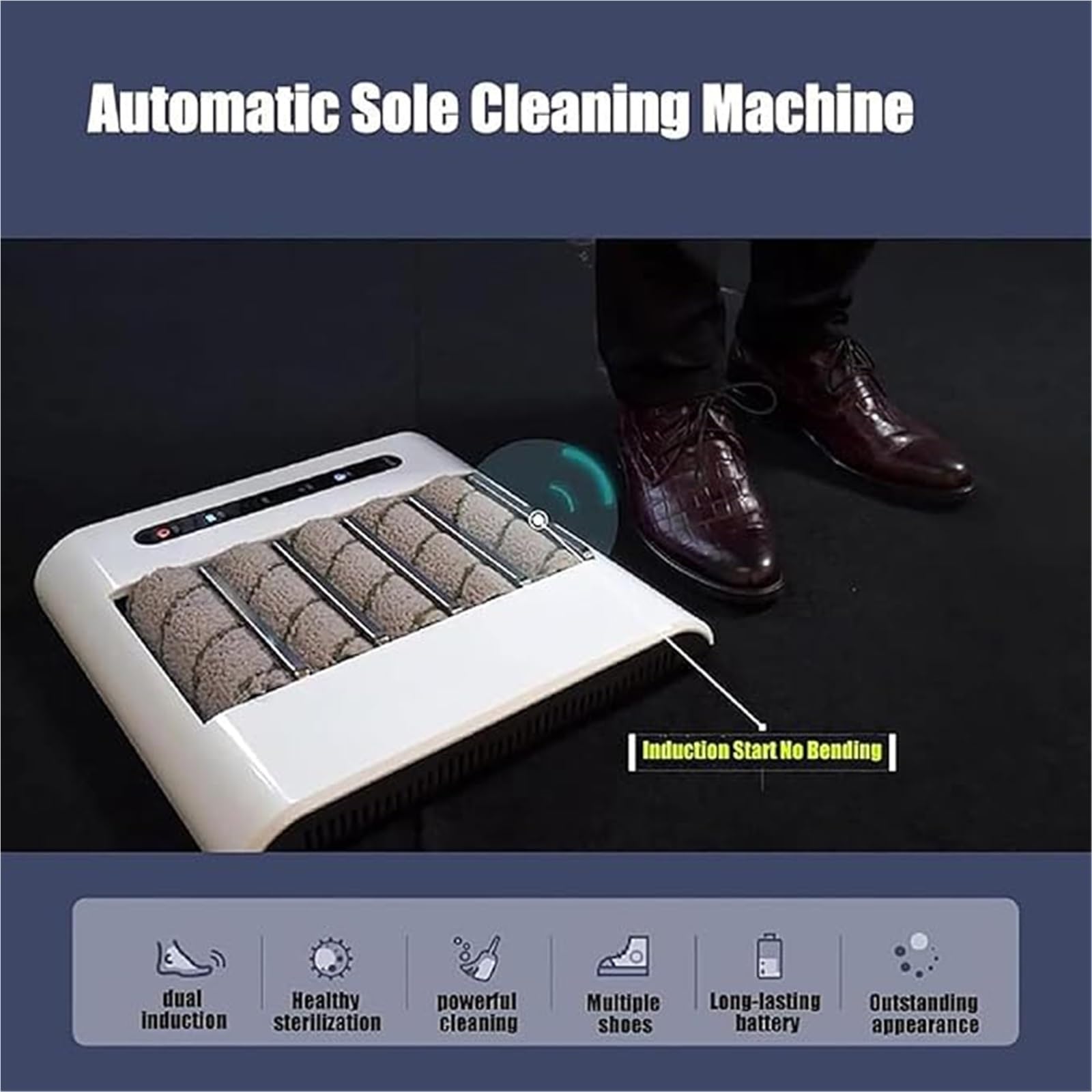 Pulidora eléctrica de zapatos de inducción, máquina automática de limpieza de suelas, succión de 1000 Pa, 260 RPM, sin agua para el hogar, oficina y uso comercial
