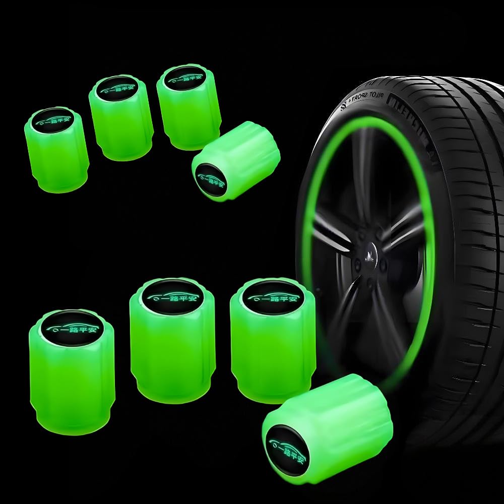 8 PCS Dust Caps for Car Tyres for Ford Transit Custom 2012-2026, Fluorescent Car Tire Valve Caps Valve Caps Fashion Luminous Tyre Cap for General Cars Motorbike Bicycle