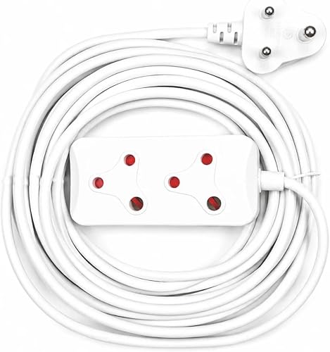 10M Extension Cord 2-Way Multi-Plug Extension Lead, White