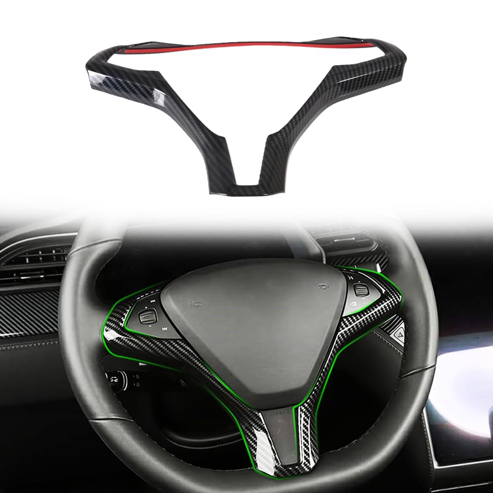 OUBOLUN carbon-look steering wheel trim for Tesla Model X
