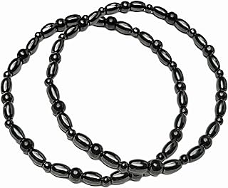 VIKI LYNN 2 Pcs Hematite Magnetic Anklets for Women and Men Hematite Magnetic Stone Beads Adjustable Magnetic Anklets Wristband Dainty Jewelry Gift for Mom, Dad, Wife, Friend, Couple