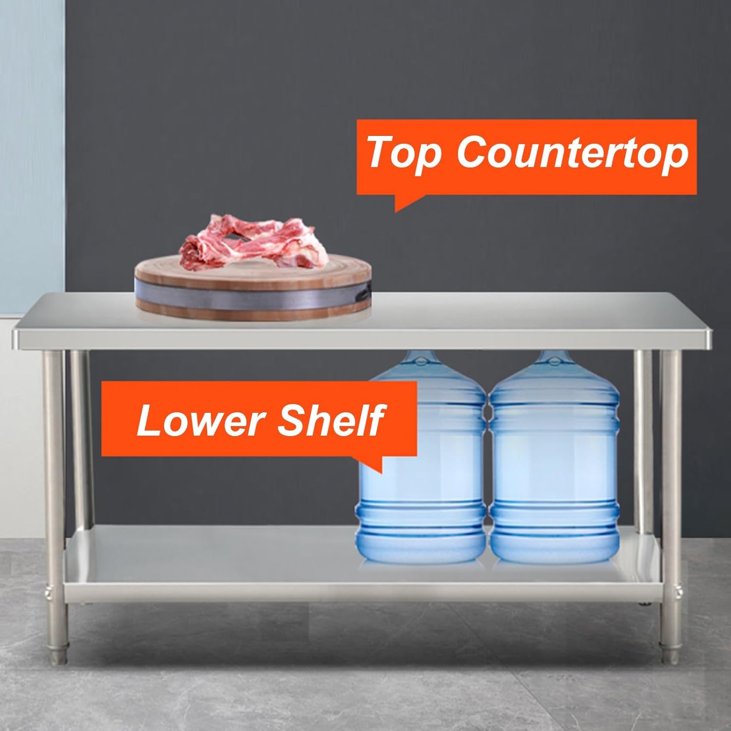 304 Stainless Steel Workbench Commercial Cooktop Stand Restaurant Chopping Casework Table Multifunctional Preparation Table Solid Structure Thickened Workbench(80x40x80cm)