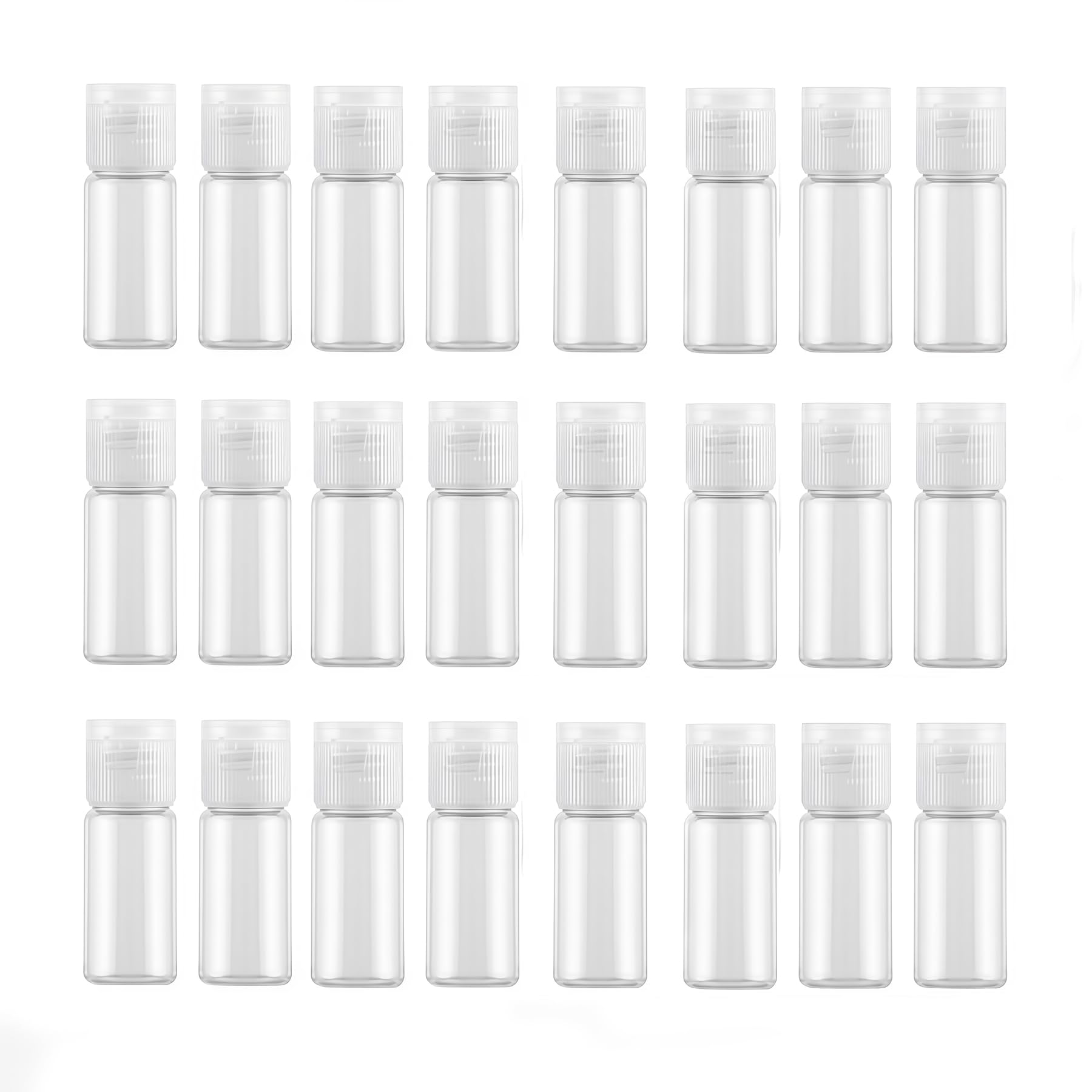 Ericotry Clear 24Pcs 20Ml/0.7Oz Empty Plastic Sample Bottle Travel Cosmetic Containers Jars Pot Vial With Flip Cap Perfect For Makeup Emollient Water Shower Gel Emulsion Shampoo Massage Oils