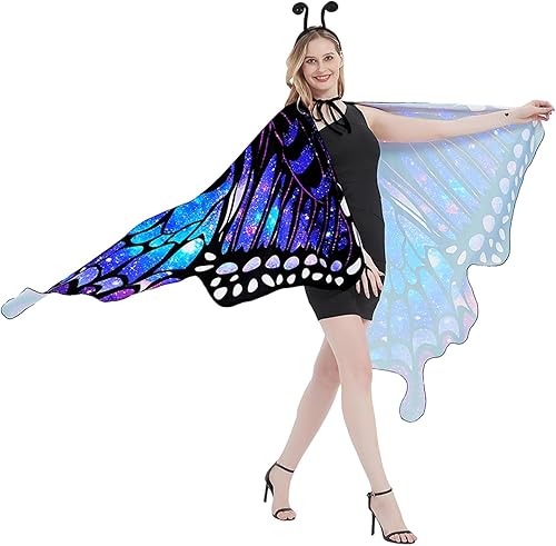 Miniatura 5 de Butterfly Wings Adult Costumes Fairy Wing Womens Shawl Colorful Butterfly Cape Nymph Pixie for Christmas Halloween Cosplay