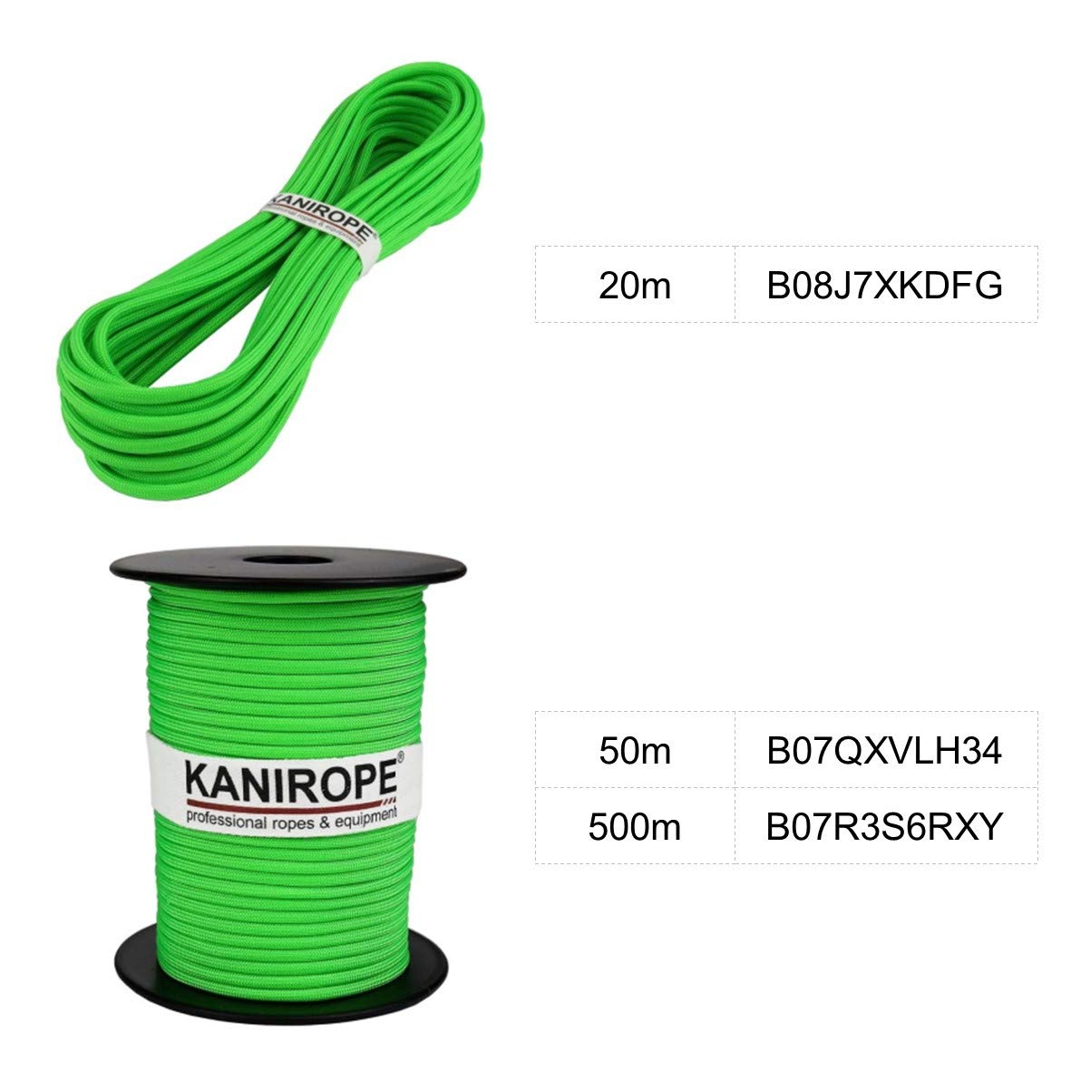 Kanirope® Paracord XPRO ø 3,8 mm 500 m neonowa zieleń 32-krotnie pleciona