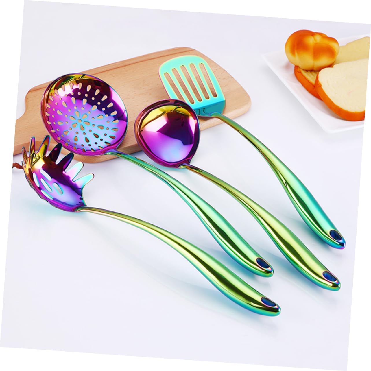 Ciieeo 2pcs Grey Kitchen Supplies Steel Comfortable Handle Easy Hanging Storage Elegant Tableware