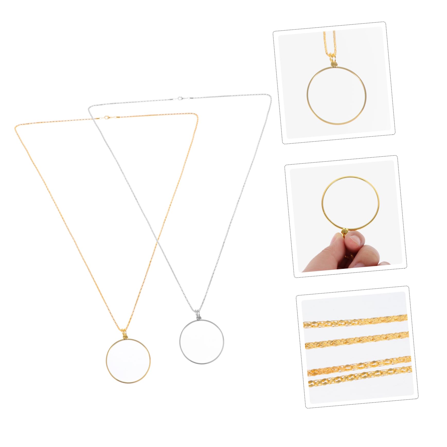 GOOHOCHY 2Pcs Magnifying Necklace Pendant for Elderly Reading Aid Stylish Monocle for Hobbyists Jewelers and Detail Work Portable Tool