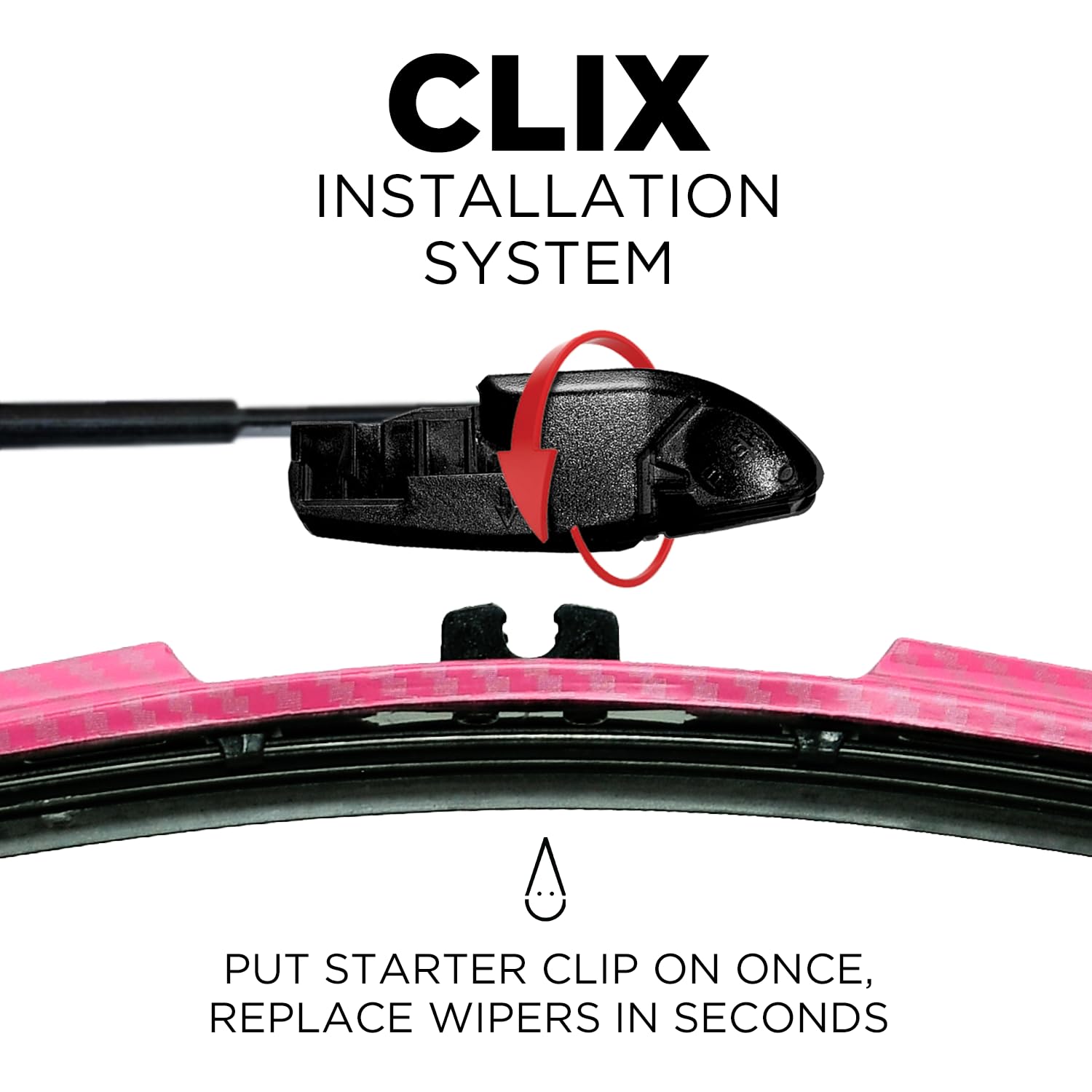 Clix Wipers Pink Windshield Wiper Blades for Jeep Wrangler All