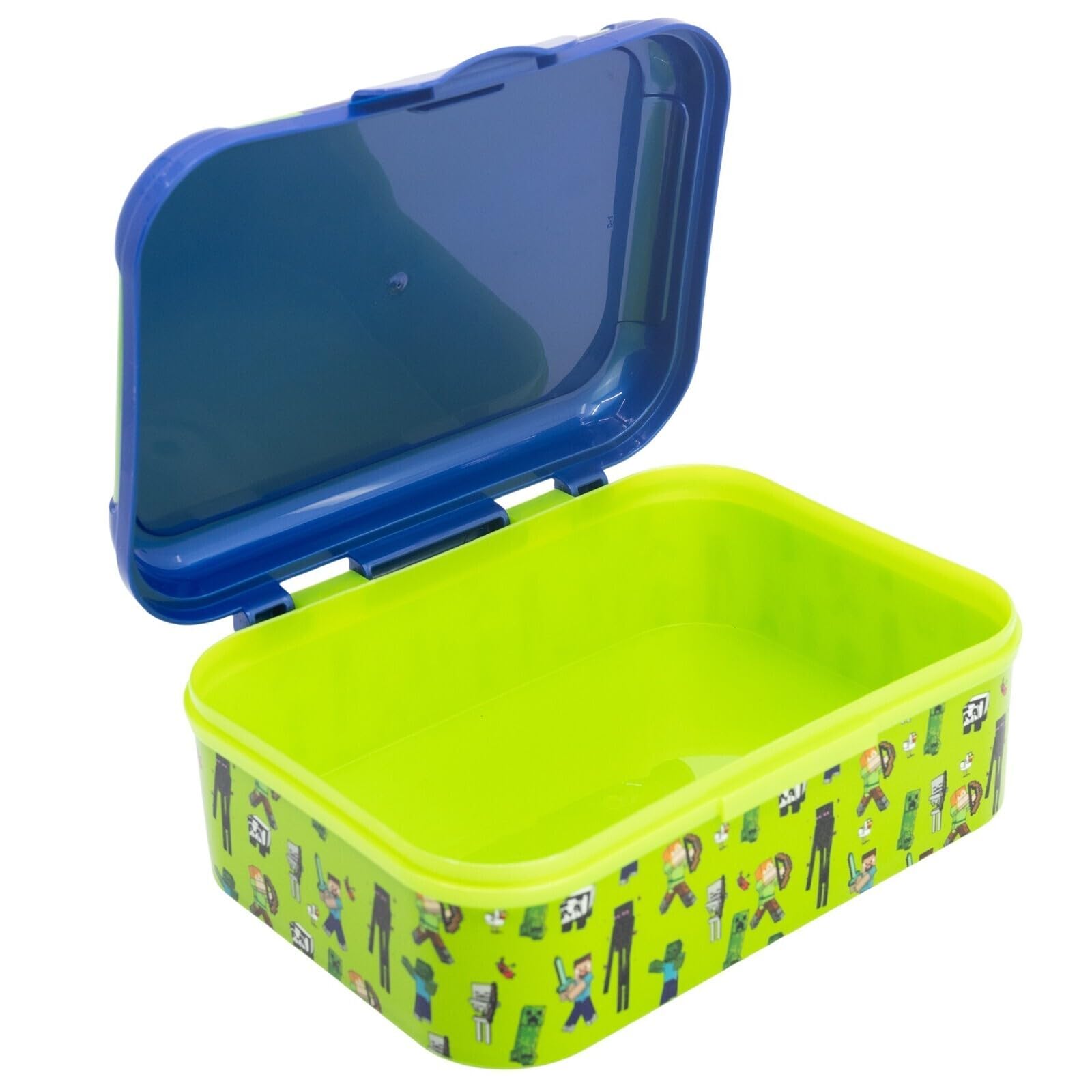 Aymax Minecraft Kinder Lunch Set 2-teilig, Brotdose mit Aluminium-Trinkflasche 400 ml, Steve & Creeper, Pausenbox für Schule, Kindergarten & Ausflug