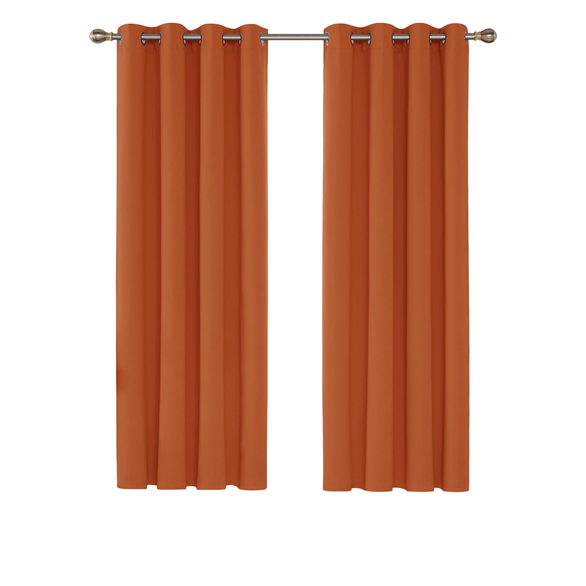 Deconovo Eyelet Curtains, Energy Saving Blackout Curtains, Thermal Insulatde Room Darkening Drapes for Livingroom, W52 x L63 Inch, Orange, 2 Panels