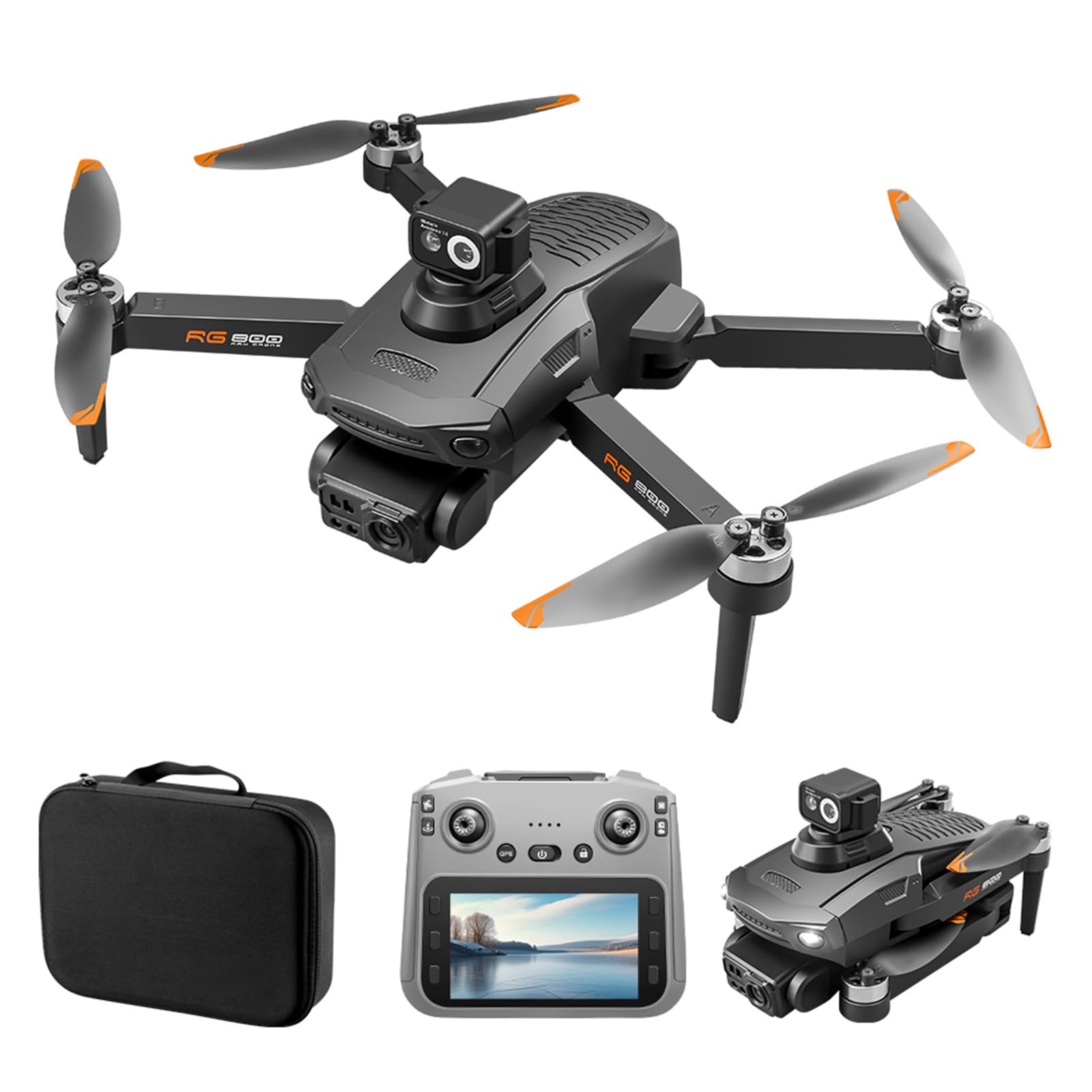Zhmmmlgj GPS Drone – Black Foldable Drone with 1080P Camera, 5G WiFi, 4.5" Screen Remote, Brushless Motors, Obstacle Avoidance, Follow Me Mode, 2