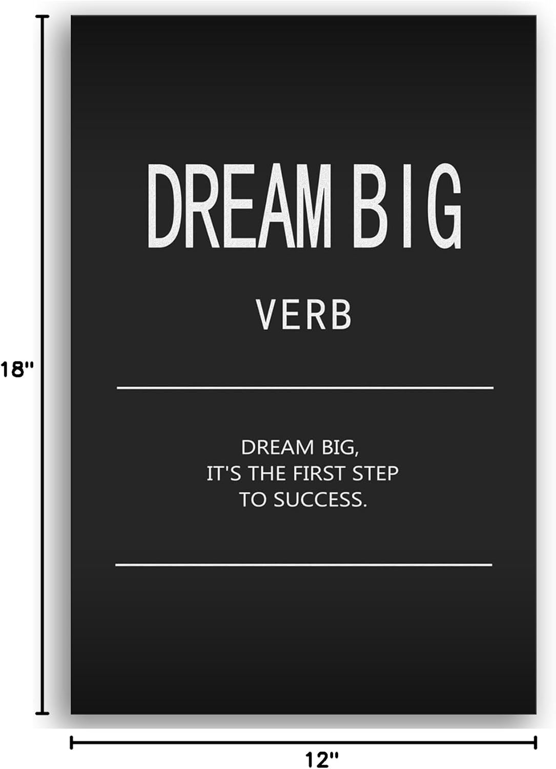 Motivational Canvas Wall Art Inspirational Dream Big Verb Posters Painting Quotes Wall Decor Office Wall Art Pictures Wall Decor Positive Affirmations Home Living Room Framed[12" W X 18" H]