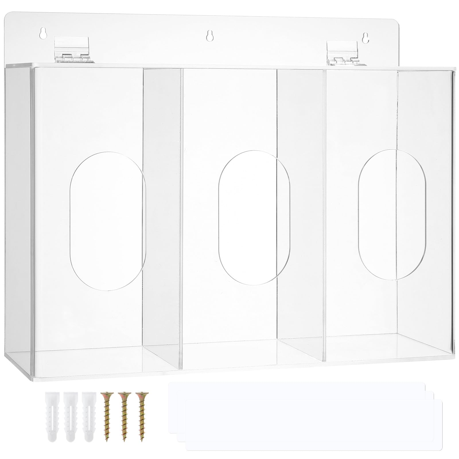 Dispenser da 3 Scomparti in Acrilico per Guanti e Mascherine Organizer Trasparente Mantiene Guanti Ordinati e Accessibili per