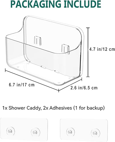 Miniatura 3 de Organizador de ducha de acrílico transparente adhesivo para baño, transparente, sin perforaciones, montaje en pared, almacenamiento para ducha
