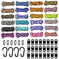 Aufodara Paracorde 12 X 10 Pieds - Corde De Parachute 7 Brins Avec Mousquetons Et Clips Pour DIY Et Survie