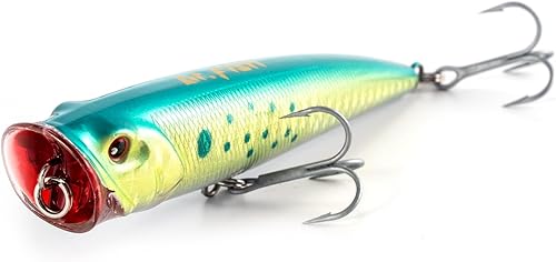 Miniatura 12 de Dr.Fish Popper - Señuelos de pesca de agua salada, 4/5.5 pulgadas GT Popper VMC anzuelos agudos señuelos de pesca para lubina, lucio, salmón en alta